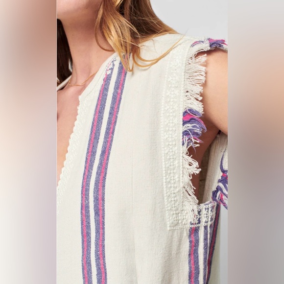 Faherty Baja Beach Tunic Dress in French Rose Baja Stripe Sz M Coastal Beachy - Picture 2 of 15